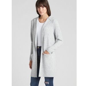 GAP | Women’s Grey Knit Long Hooded Cardigan with Pockets